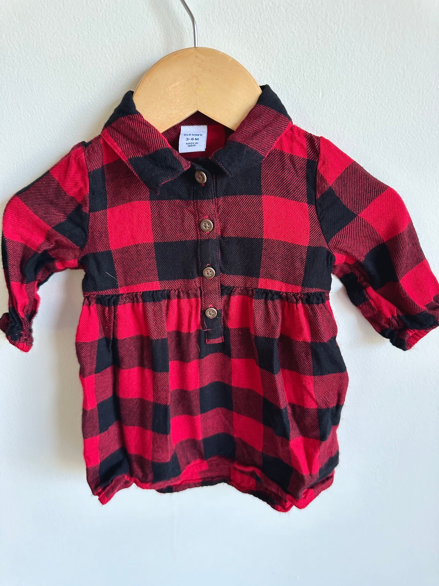 Red + Black Checkered Dress / 3-6m