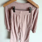 Blush Pink Ribbed Top + Wide Legged Pants Set / 3T
