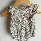Floral Ruffle Sleeve Bubble Romper / 3-6m