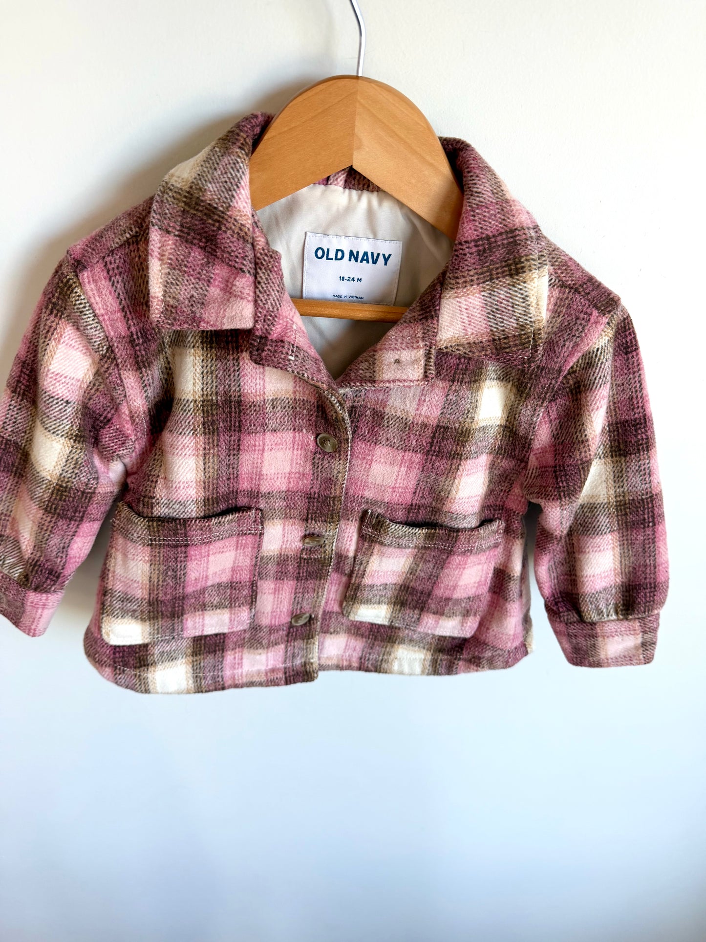 Pink Plaid Shacket / 18-24m