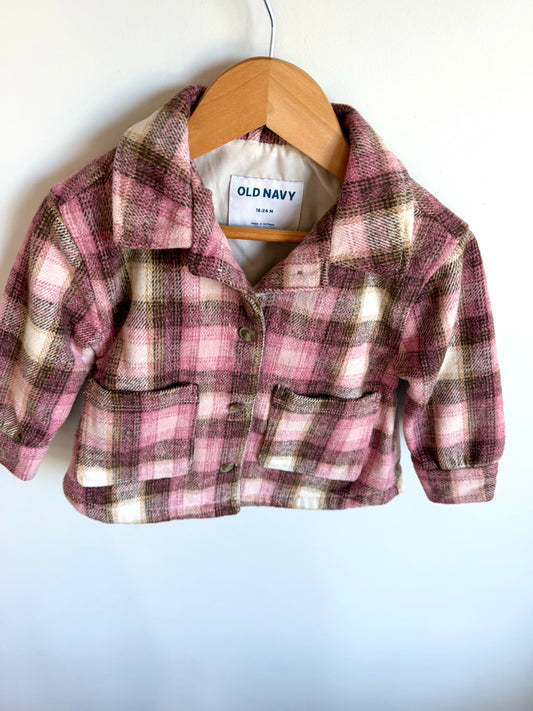 Pink Plaid Shacket / 18-24m