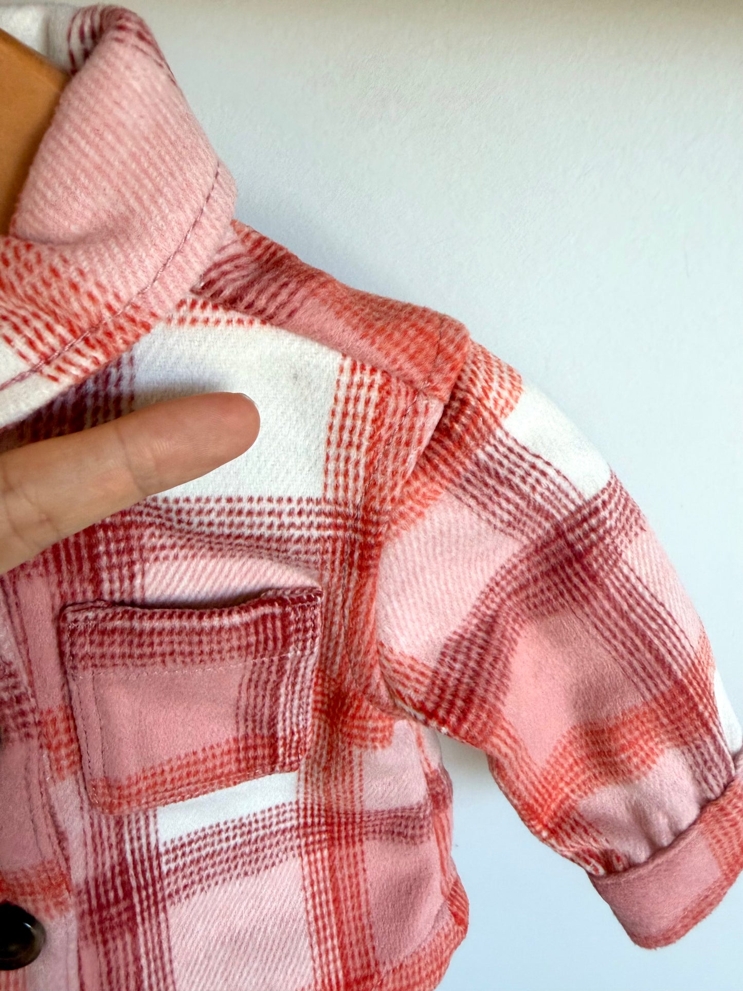 Coral Plaid Shacket / 3-6m
