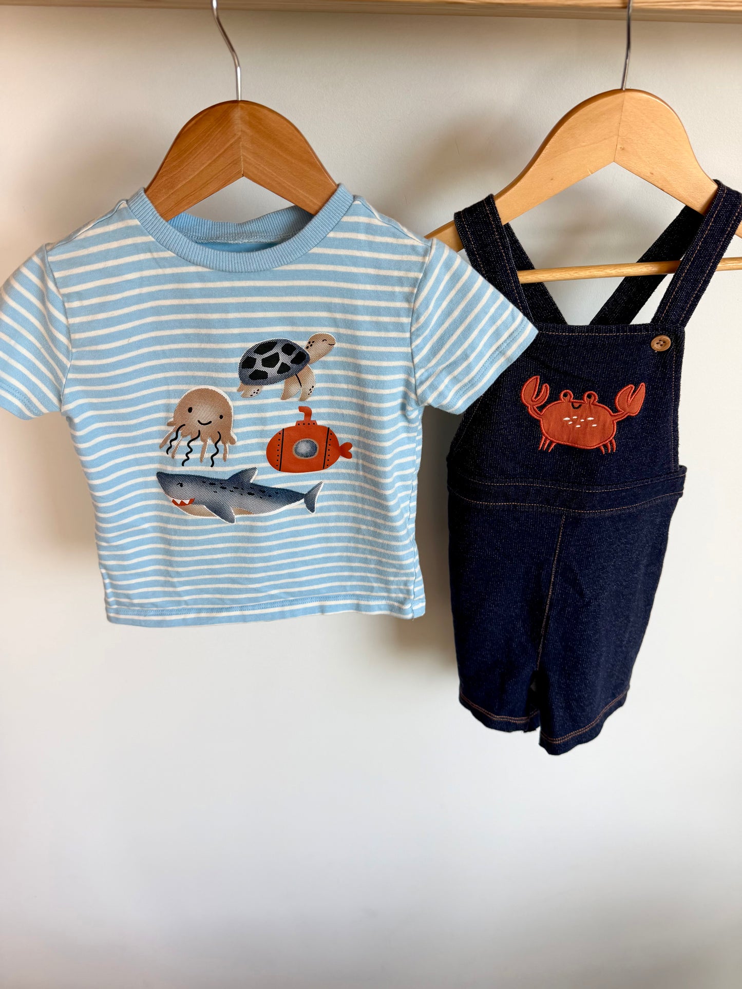 Crab Overalls + T-shirt Set / 24m