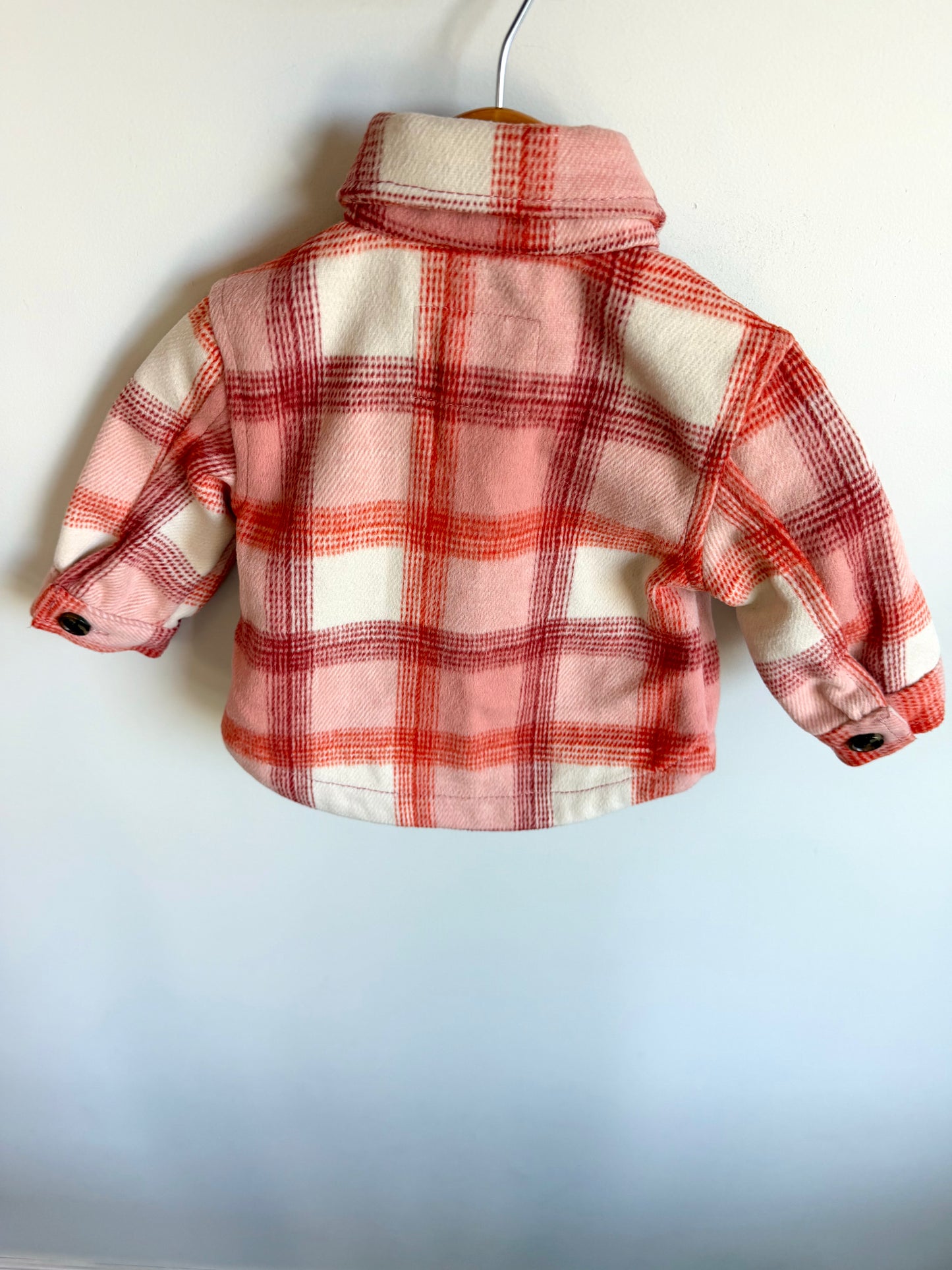 Coral Plaid Shacket / 3-6m