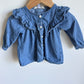 Denim Dress with Frill Sleeves / 3-6m