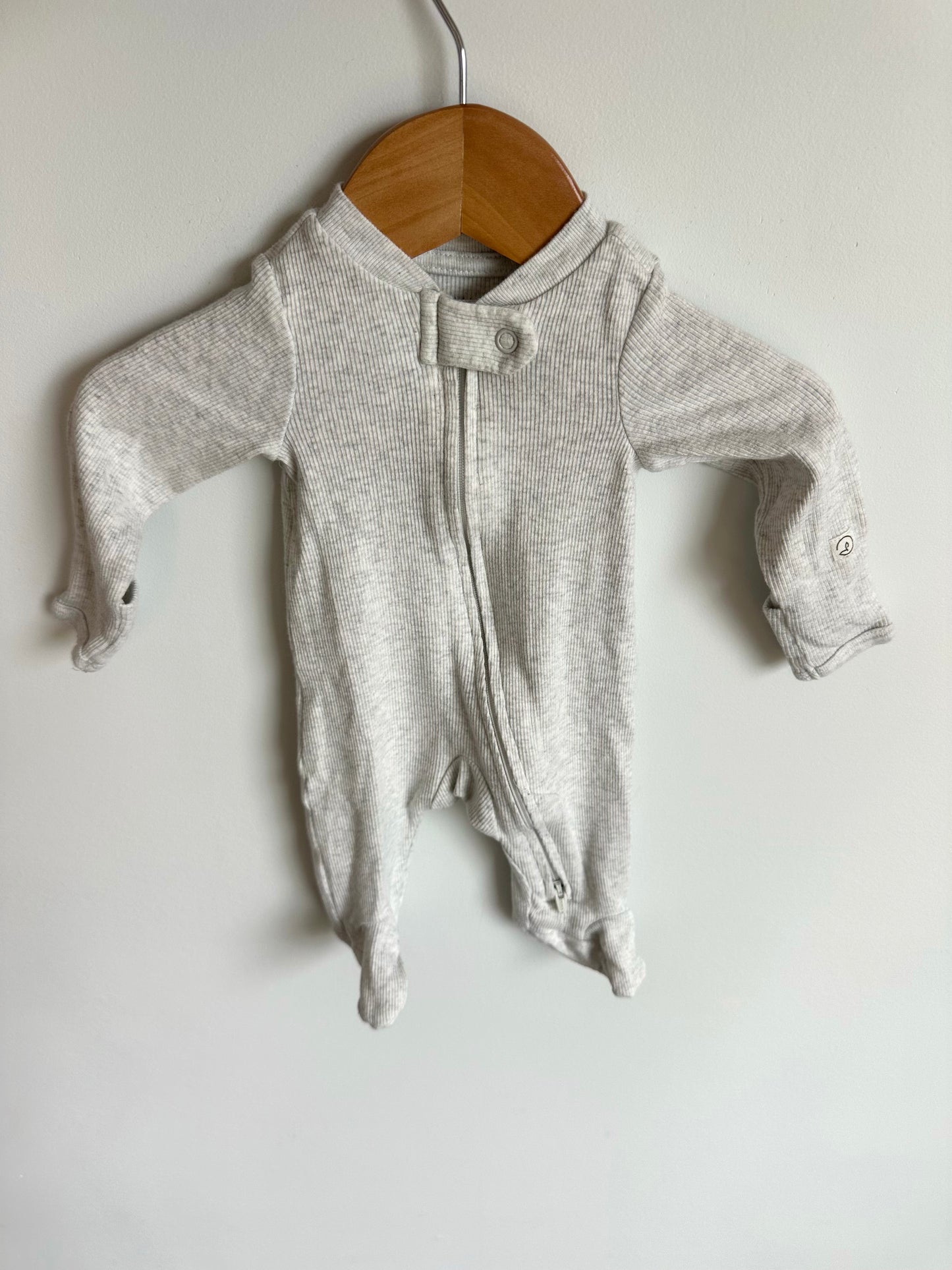 Grey Newborn Organic Rib Sleeper / 0m