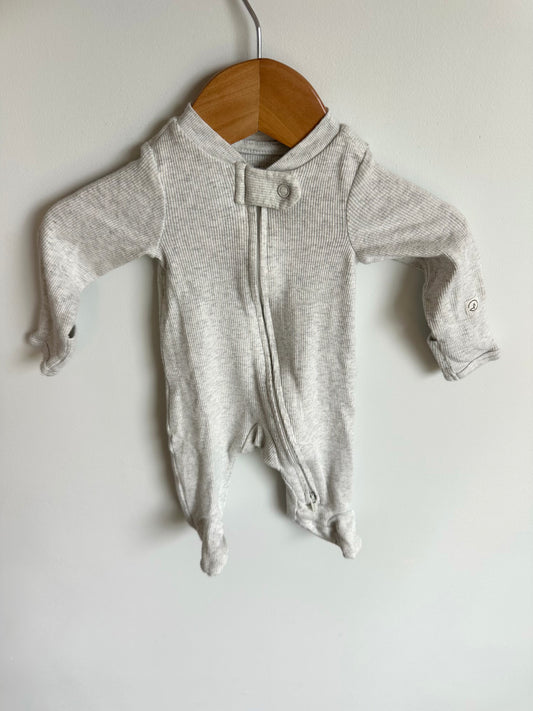 Grey Newborn Organic Rib Sleeper / 0m