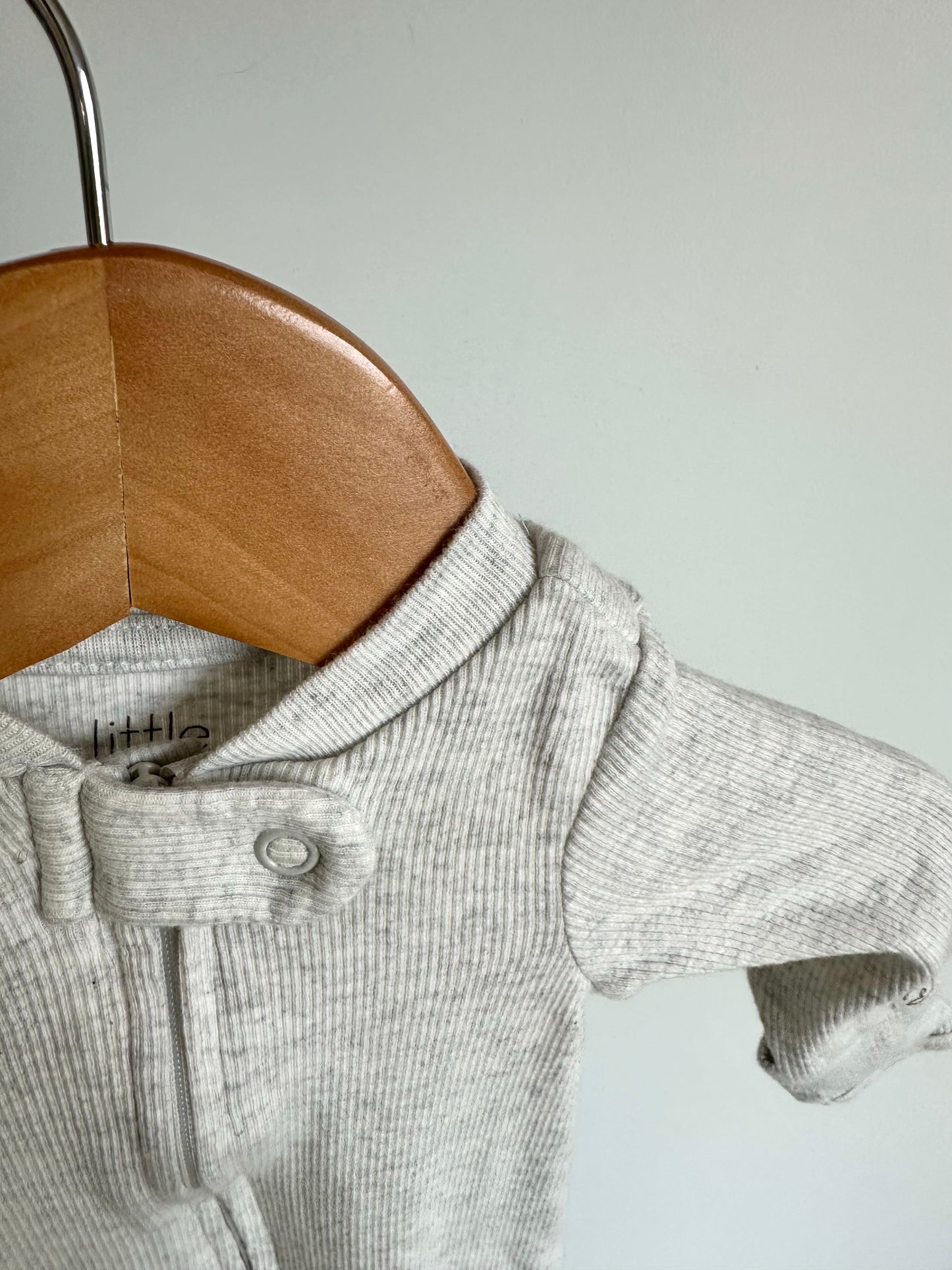 Grey Newborn Organic Rib Sleeper / 0m