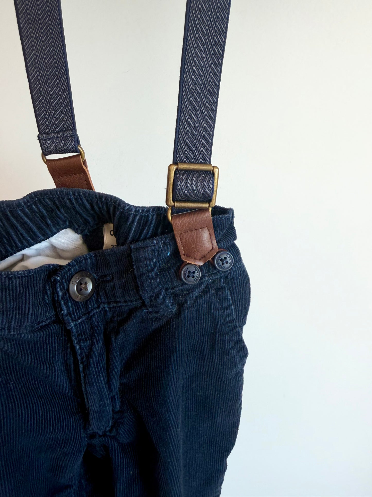 Blue Corduroy Pants with Suspenders / 2T