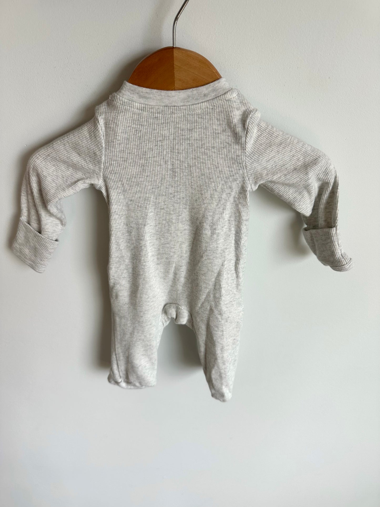 Grey Newborn Organic Rib Sleeper / 0m