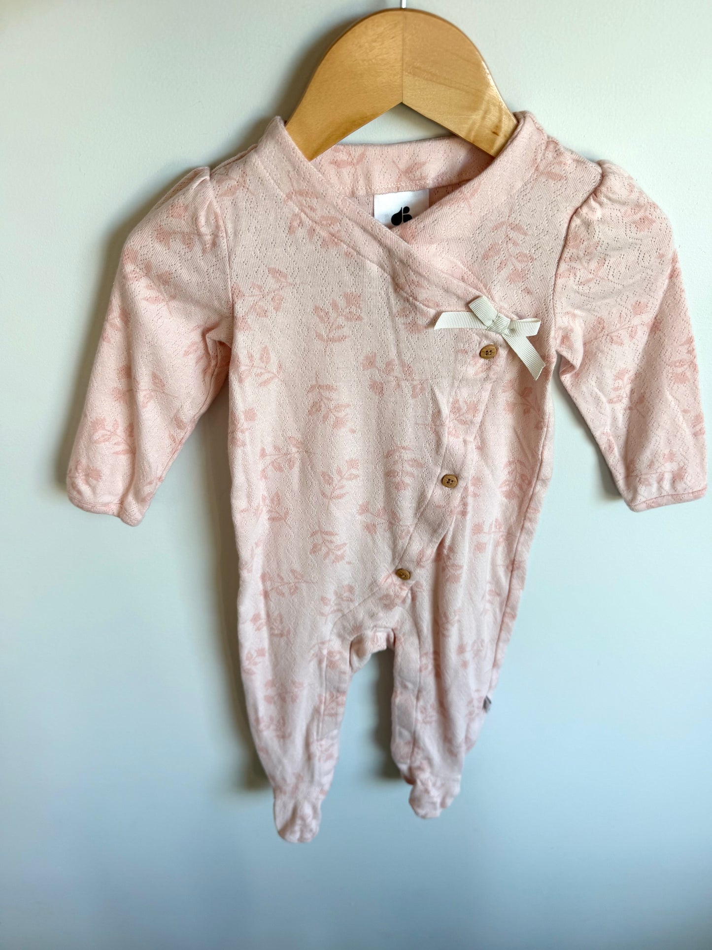 Pink Floral Bow Jumpsuit / 6-9m
