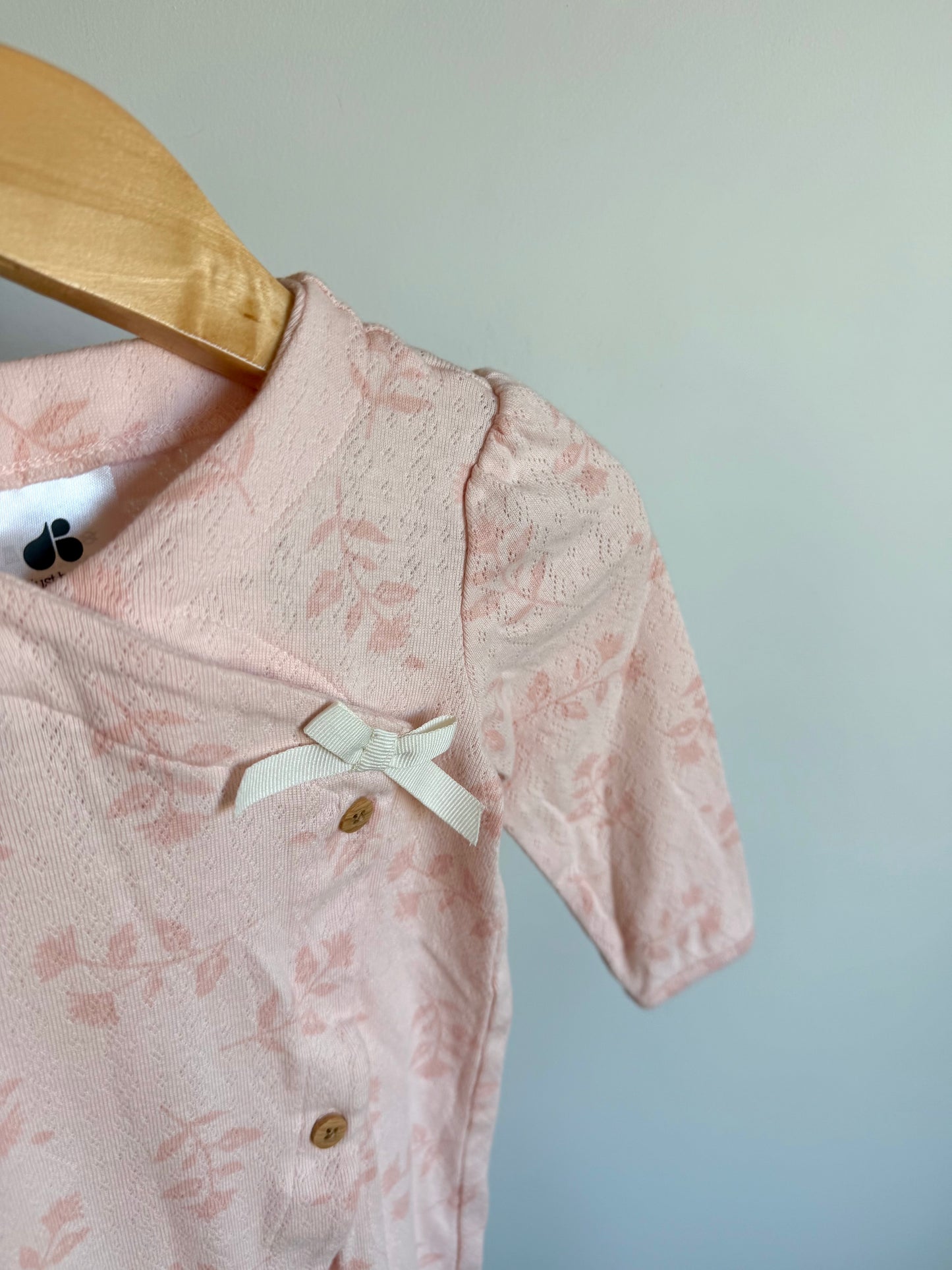 Pink Floral Bow Jumpsuit / 6-9m