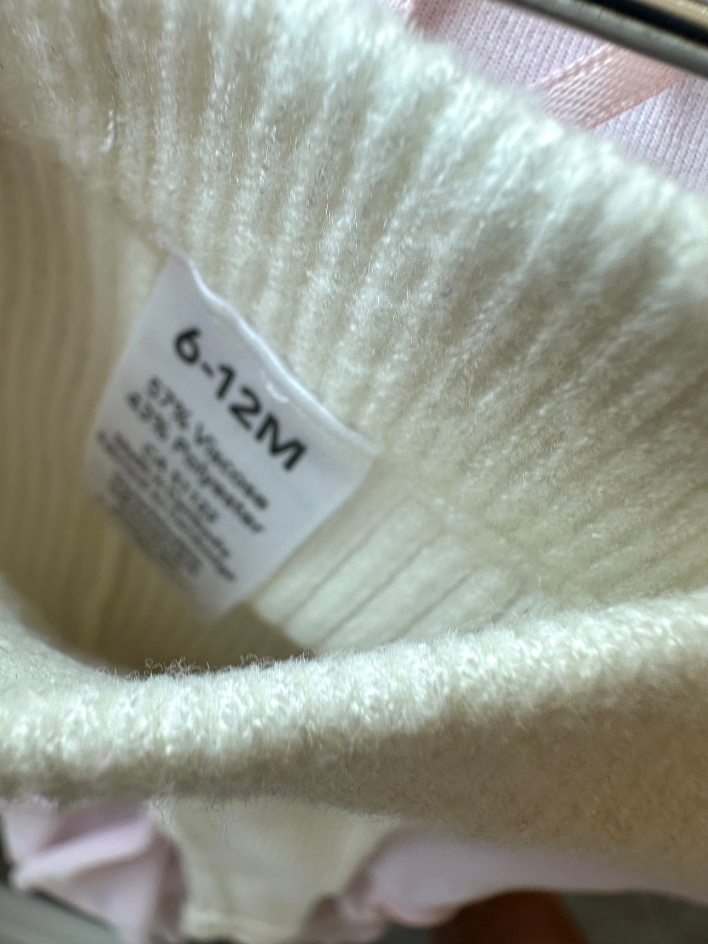 Cream Ribbed Leggings / 6-12m