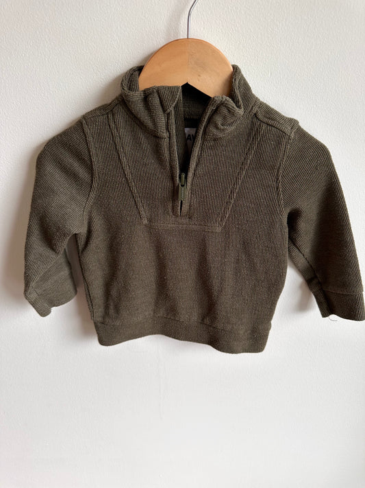 Olive Half Zip Sweater / 12-18m