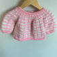 Handmade Knit Pink + White Cardigan/ 3-6m