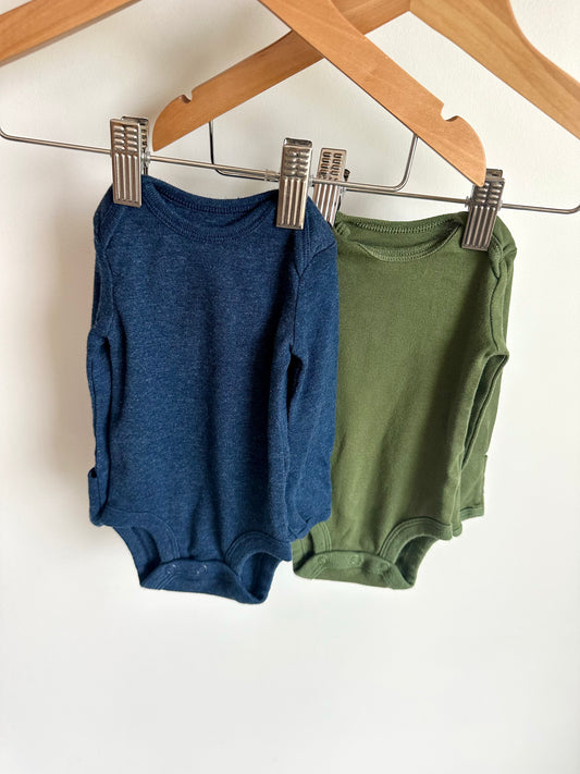 Set of 2 Newborn Long Sleeve Bodysuits / 0m