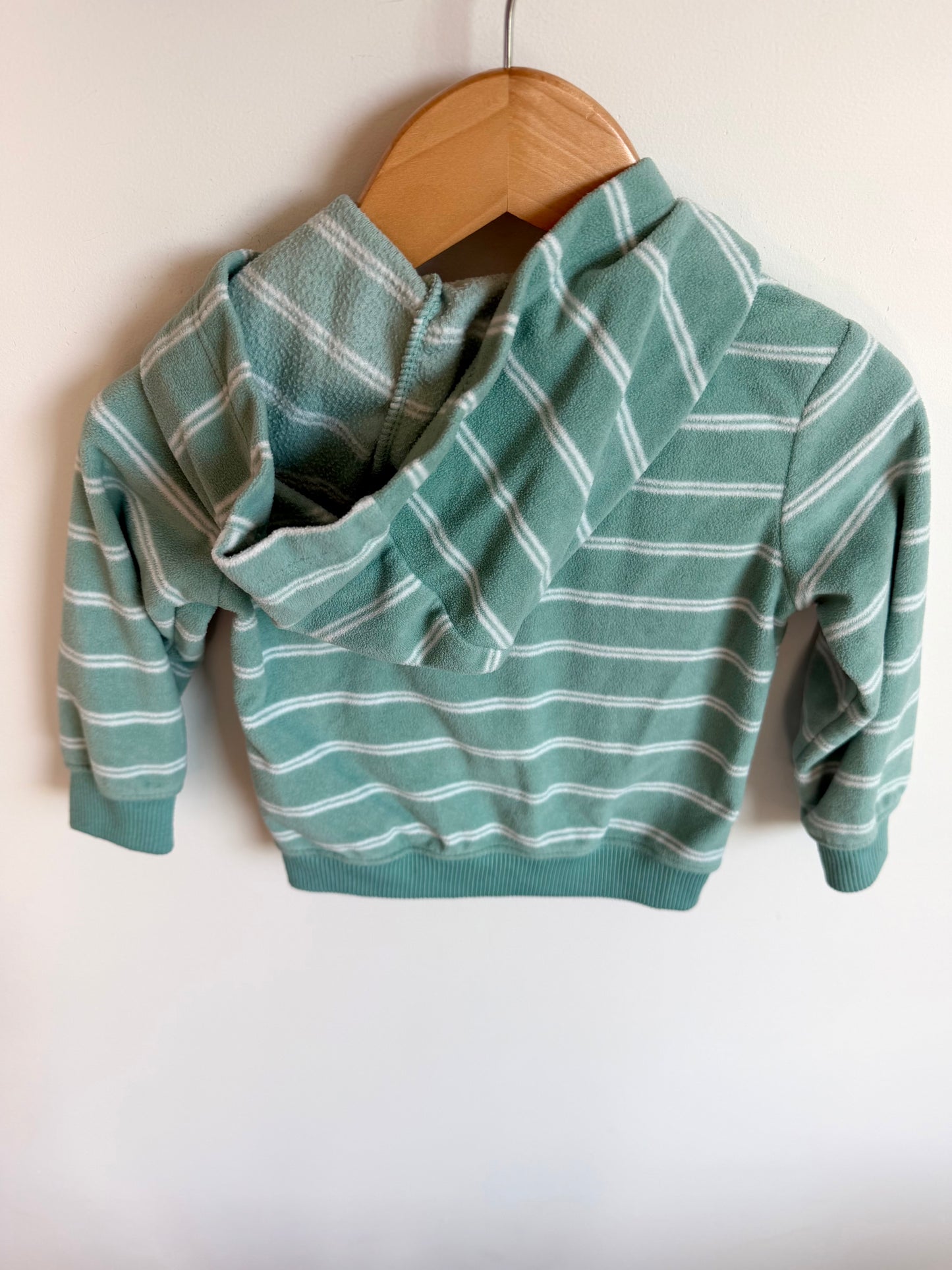 Fleece Striped Elephant Zip Sweater / 18m