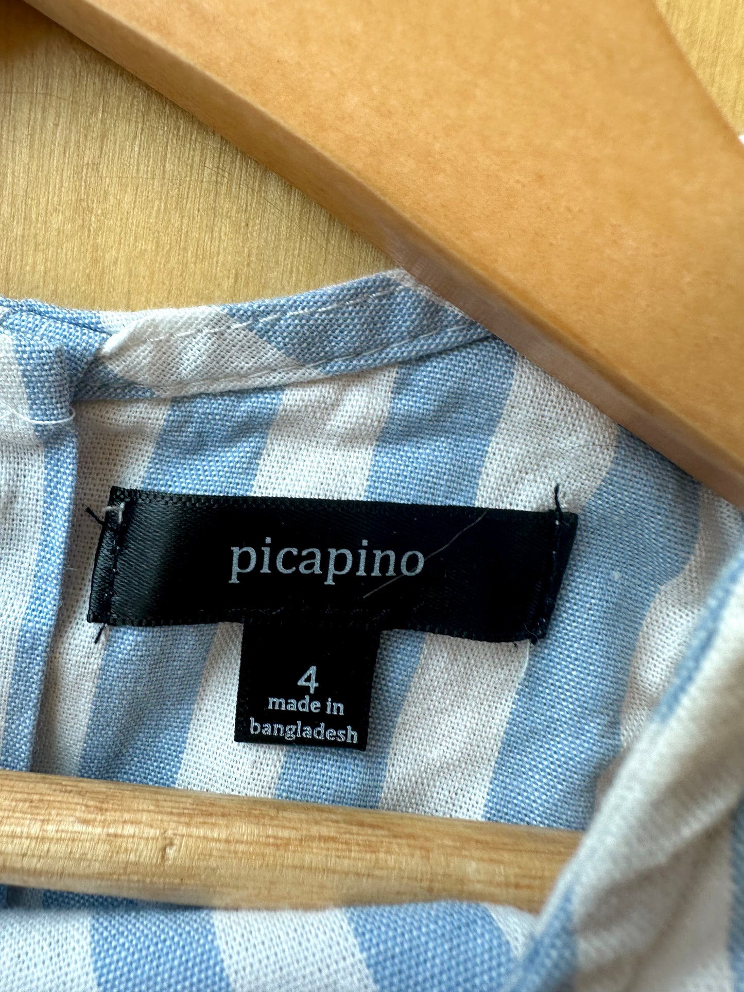 Blue + White Striped Tank Dress with Bow / 4T