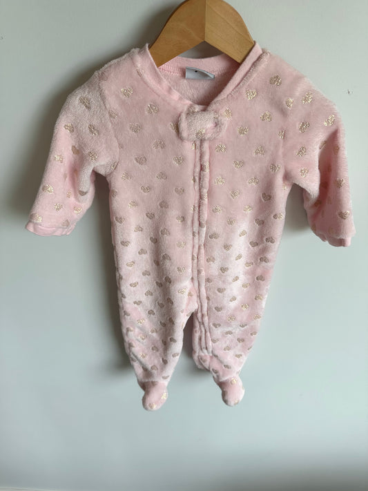 Pink Fuzzy Heart Sleeper / 6-9m