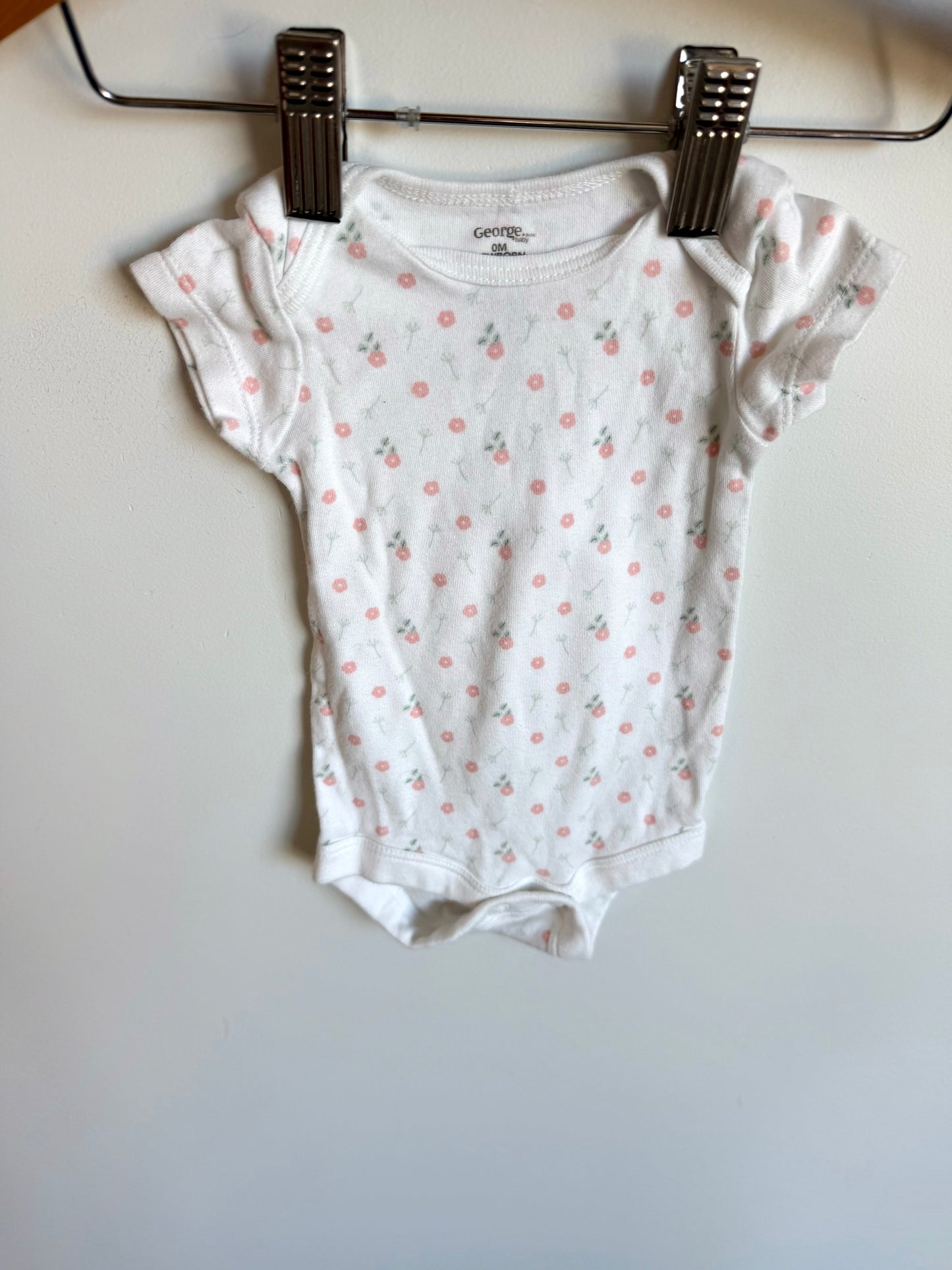 Cotton Pink Flowers Bodysuit / 0m