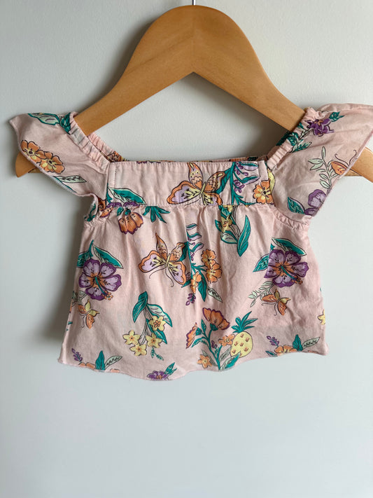 Pink Floral Top / 9m