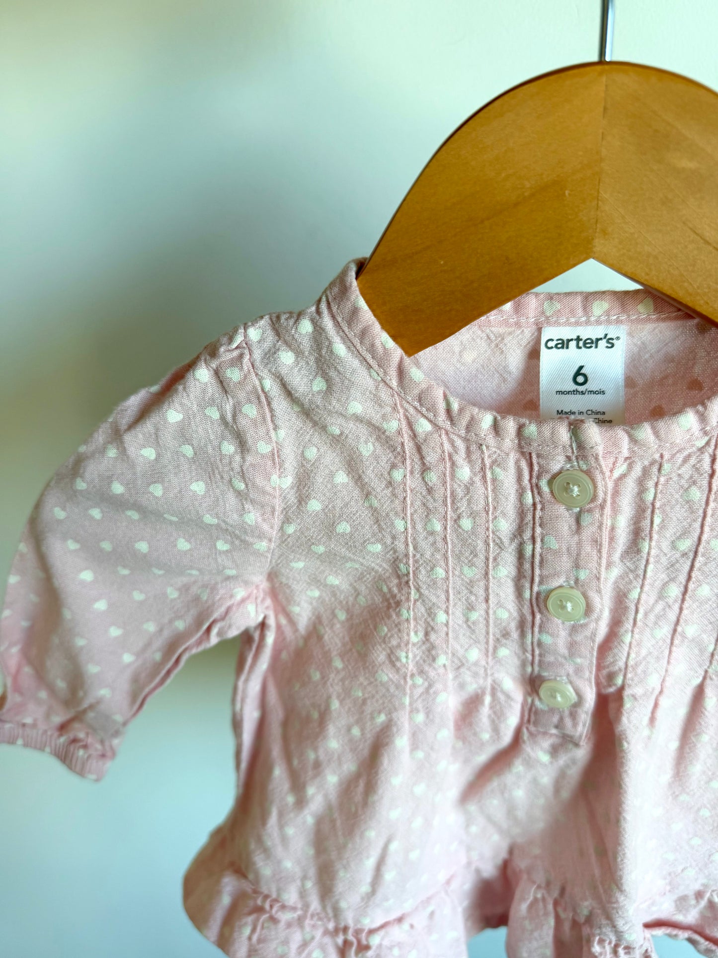 Polka Heart Pink Top / 6m