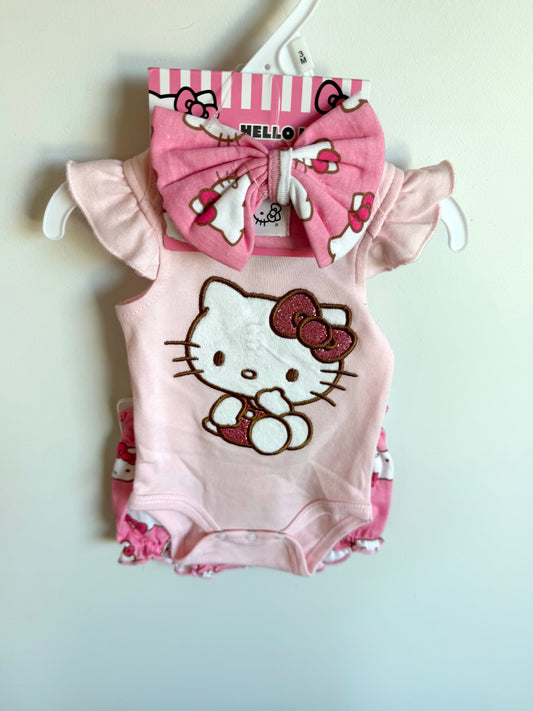 Hello Kitty Bodysuit, Bow and Shorts Set (With tags) / 3m