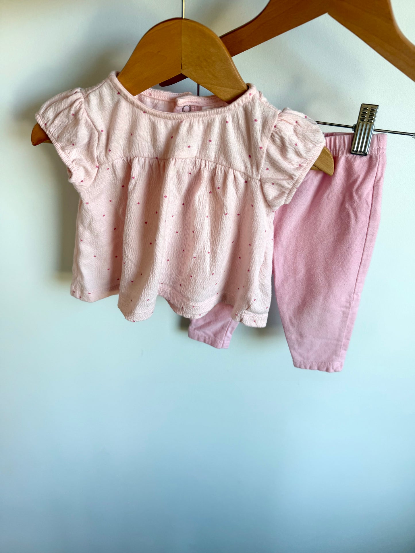 Pink Dot Top + Pants Set / 6-9m