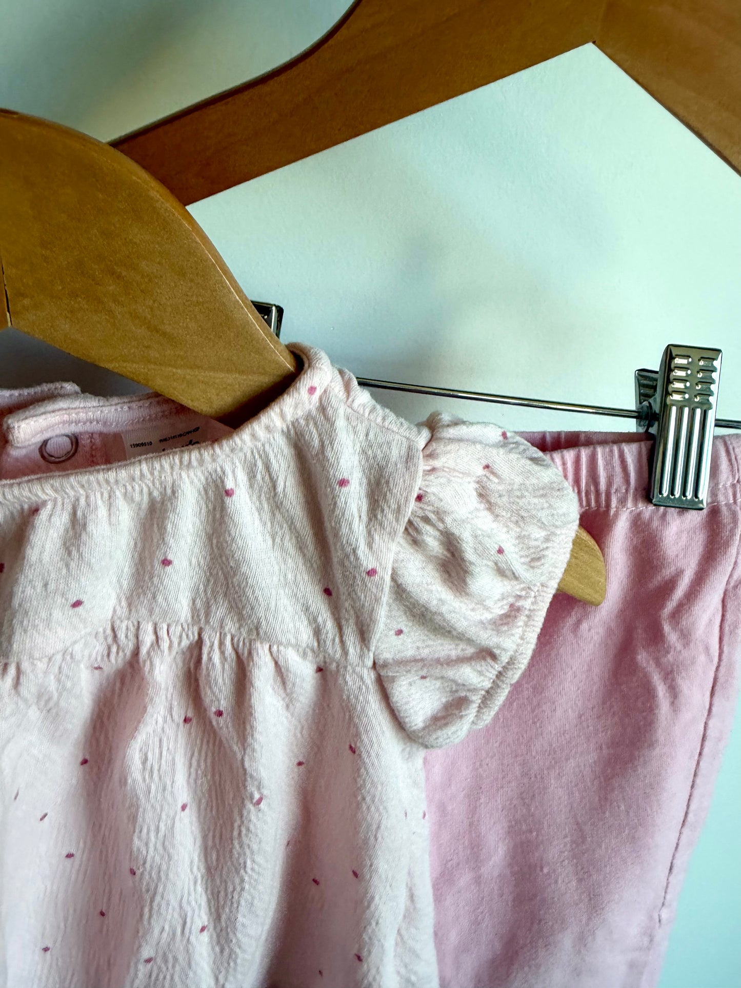 Pink Dot Top + Pants Set / 6-9m