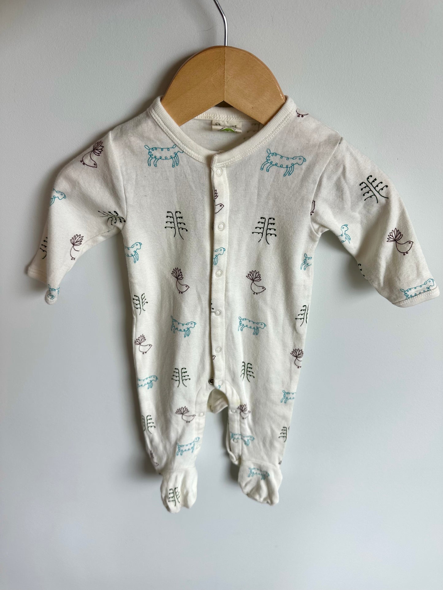 Organic Cotton Animal Pattern Snap Sleeper / 0-3m