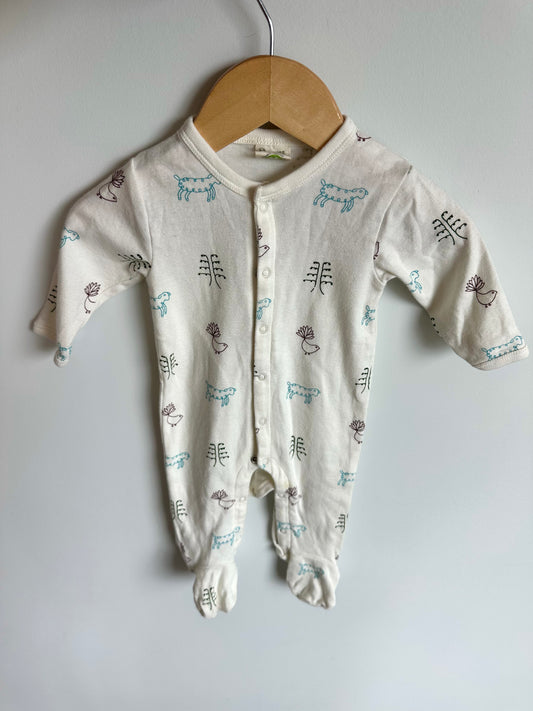 Organic Cotton Animal Pattern Snap Sleeper / 0-3m