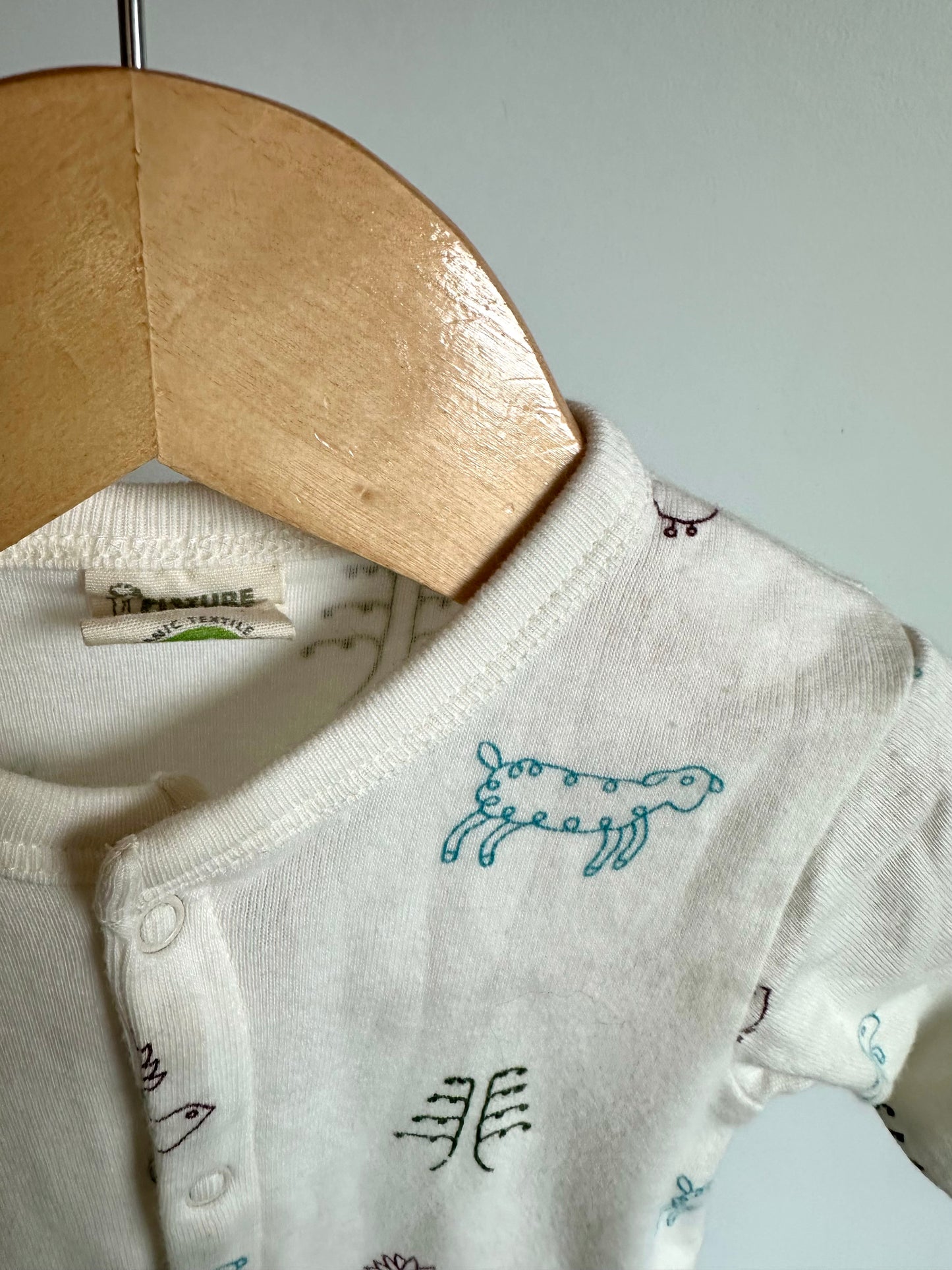 Organic Cotton Animal Pattern Snap Sleeper / 0-3m