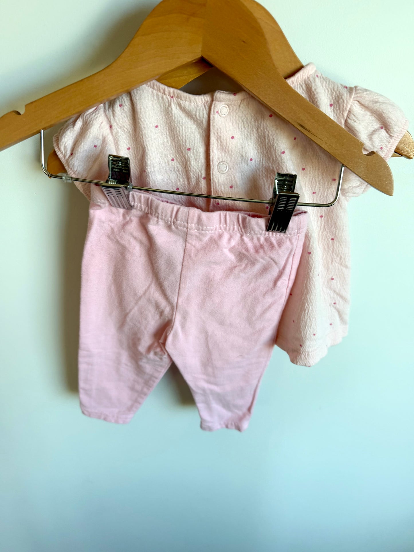 Pink Dot Top + Pants Set / 6-9m