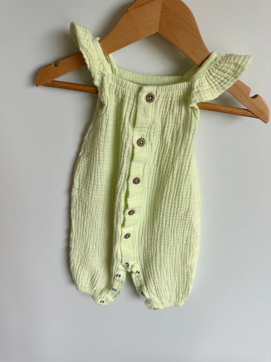 Lime Muslin Tank Jumpsuit / 0-3m