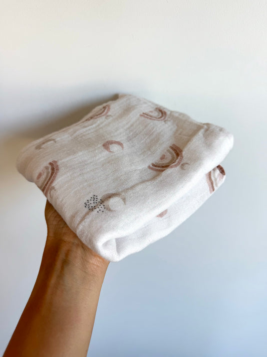 Bamboo Rainbow Moon Receiving Blanket