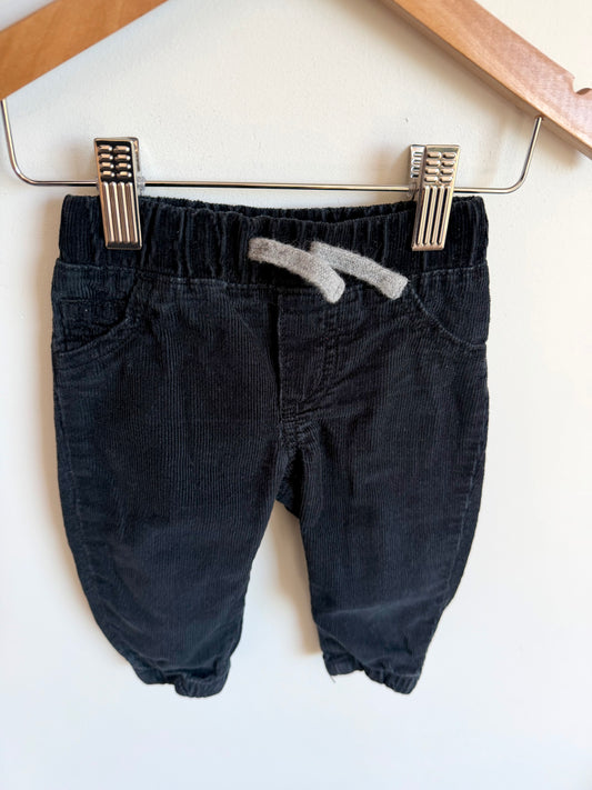 Black Tapered Ribbed Pants / 9m