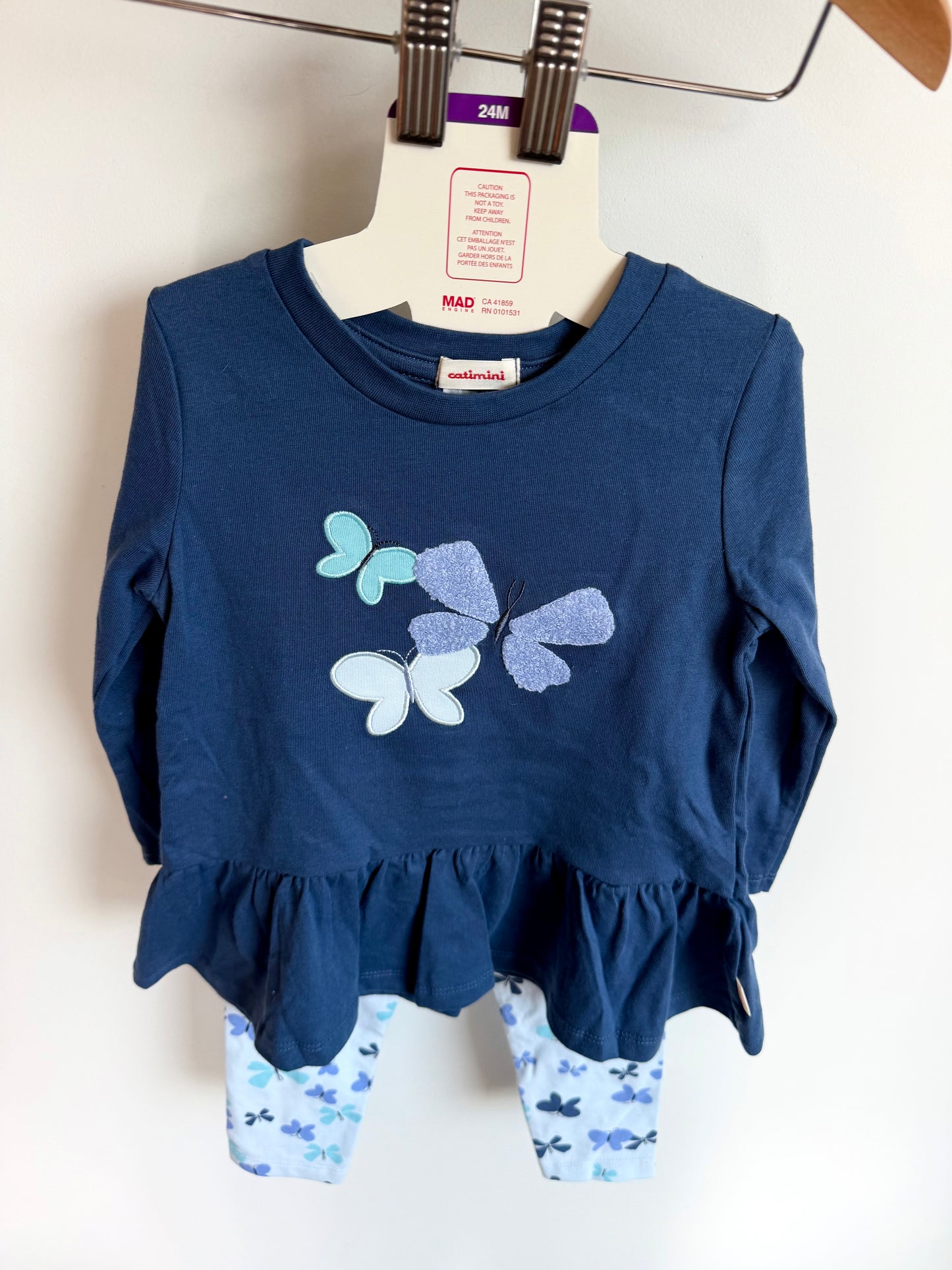 Butterfly Top + Pants (With tags) / 24m