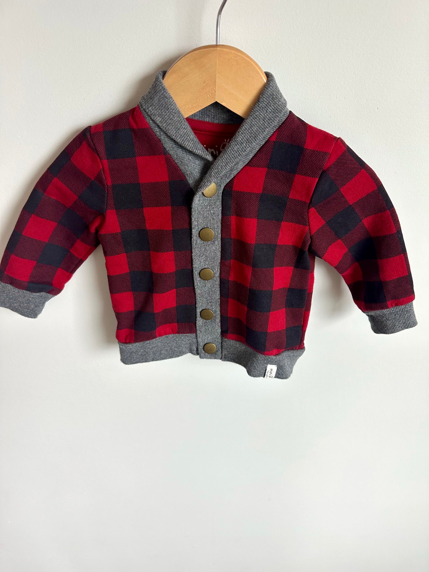 Mini Heros Buffalo Plaid Button Up Cardigan / 3m