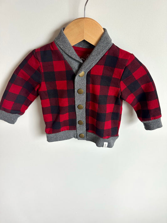 Mini Heros Buffalo Plaid Button Up Cardigan / 3m