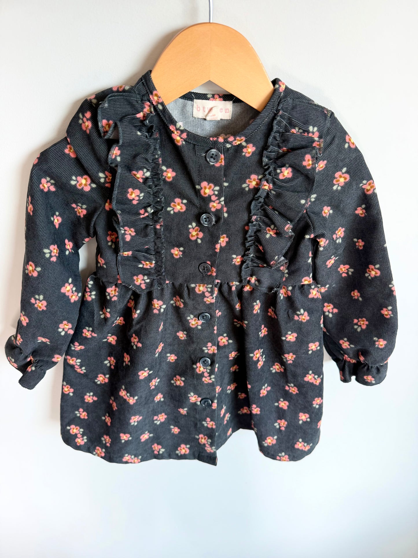 Corduroy Long Sleeve Floral Dress / 2T