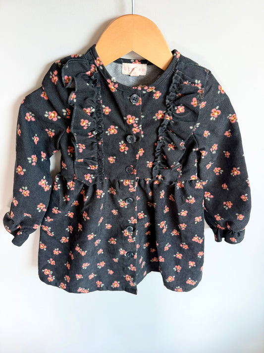 Corduroy Long Sleeve Floral Dress / 2T