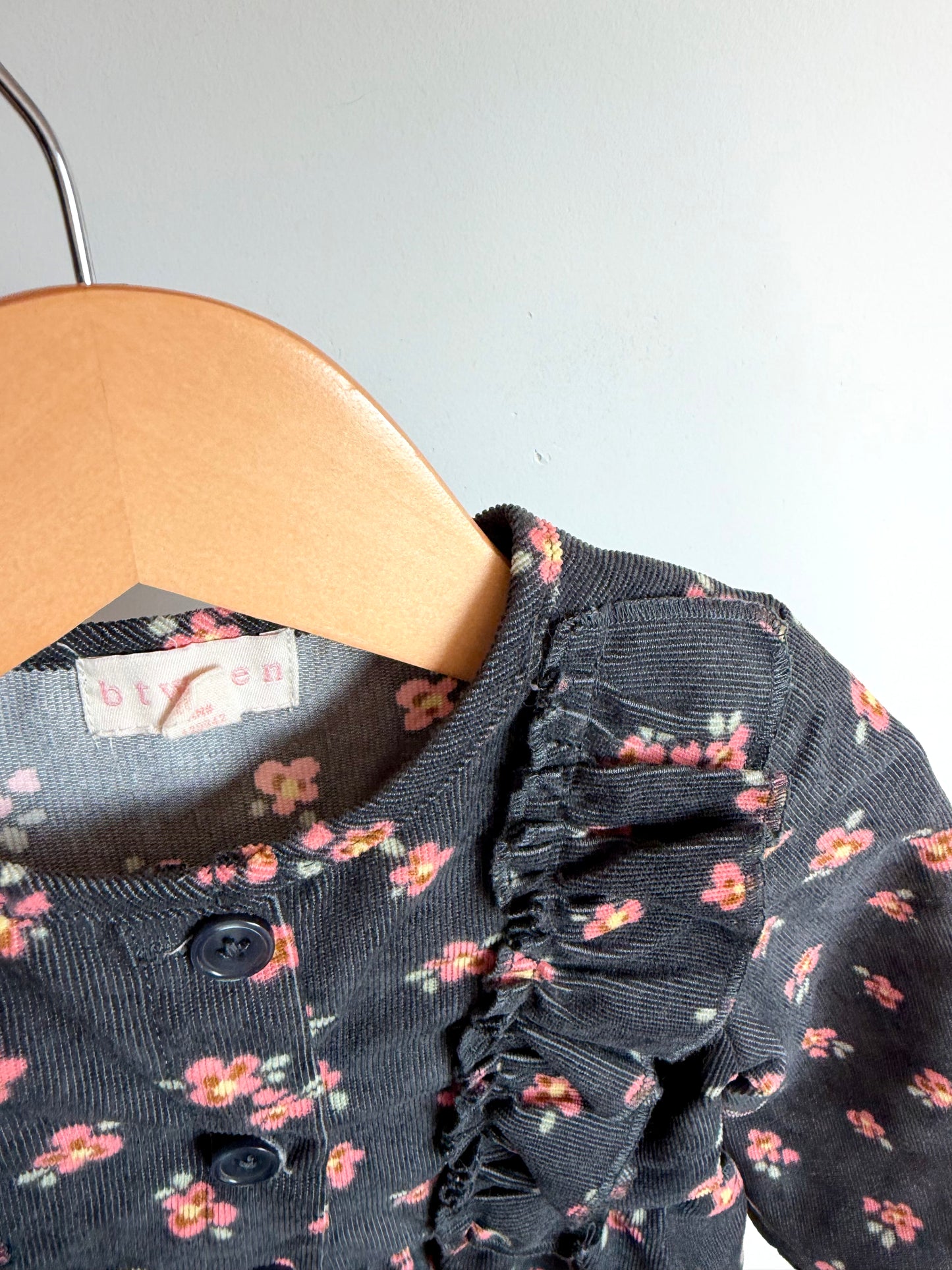 Corduroy Long Sleeve Floral Dress / 2T