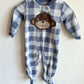 Fleece Checkered Monkey Sleeper / 9m