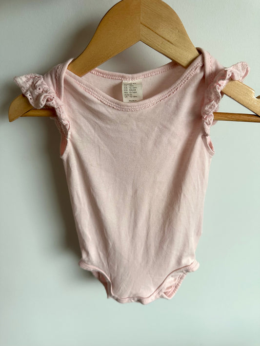 Pink Eyelet Sleeve Bodysuit / 12-18m
