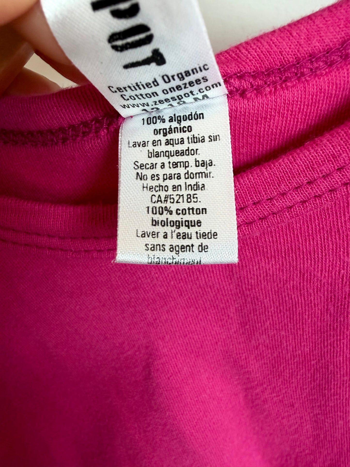 Organic GOTS Fuschia Bodysuit / 12-18m