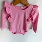 Pink Ruffle Long Sleeve Bodysuit / 12-18m