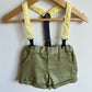 Green Shorts with Suspenders / 6-9m