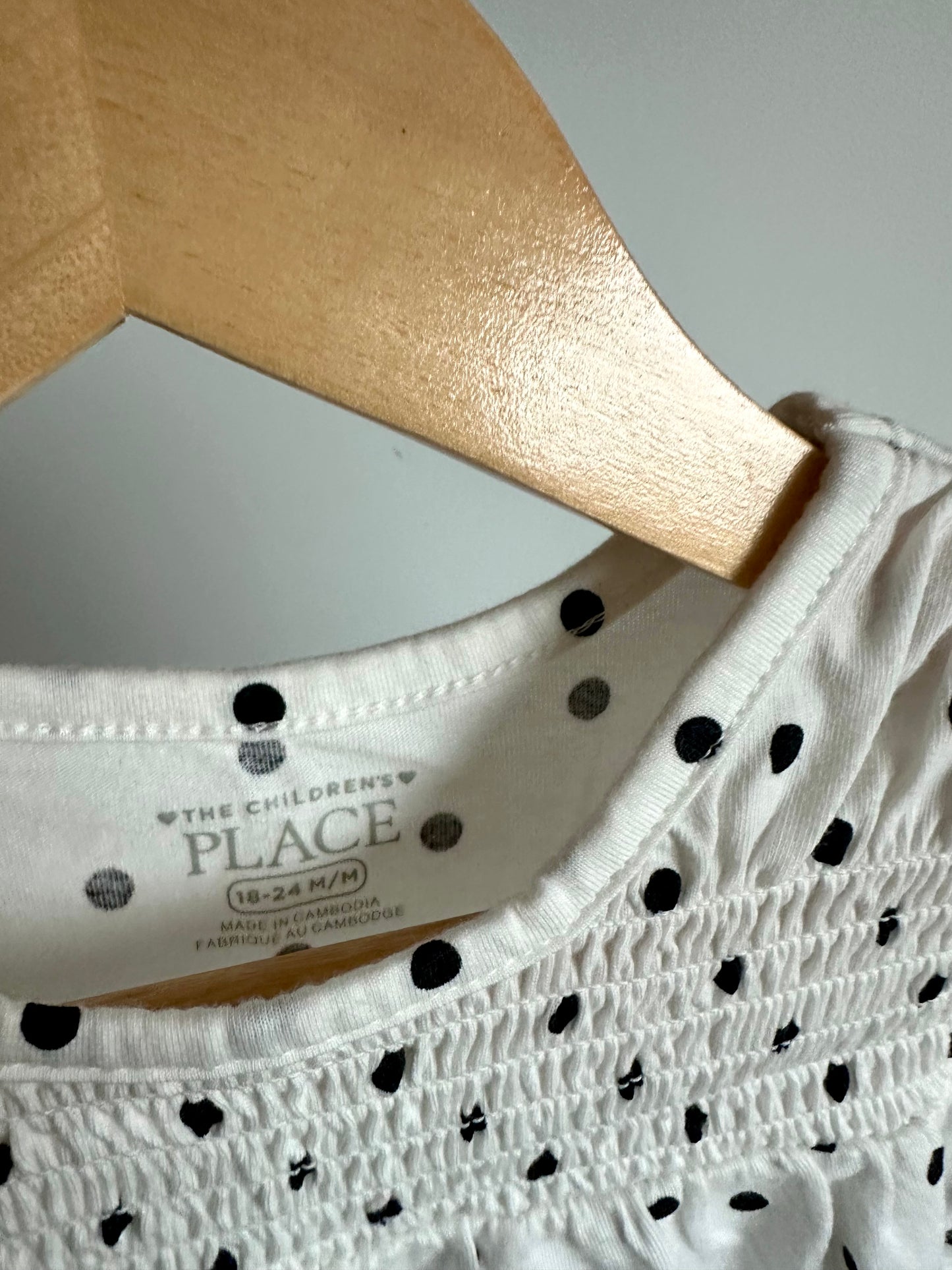 White Polka Dot Top / 18-24m