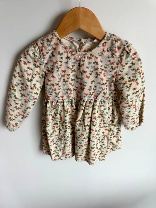 Butterfly Tan Long Sleeve Dress / 18-24m