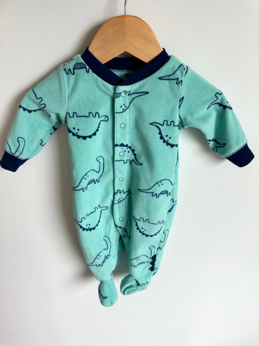 Fleece Green Dino Sleeper / 3m